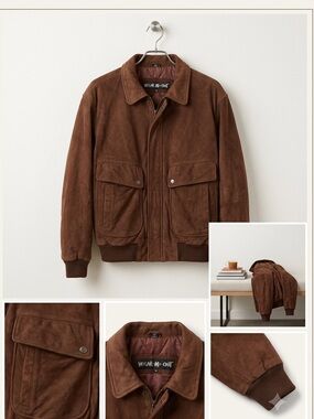 Men's Brown Suede Bomber Jacket -